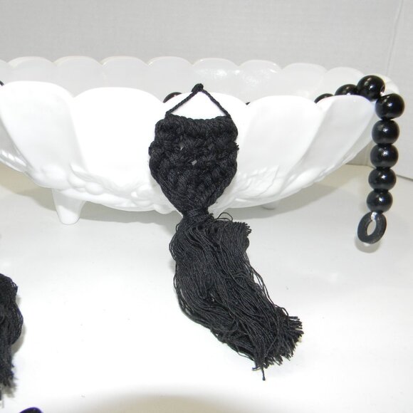 Black Wood Bead Garland Boho Decorative Fall Decor 6 Feet NEW - Picture 2 of 5